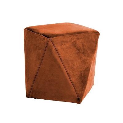 Puff Decorativo Blois Veludo Telha G15 Redondo Assento em Espuma Vermelho Gran Belo