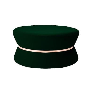 Puff Decorativo Dhaka Veludo Verde G15 Redondo Assento Fixo Espuma D-28 Gran Belo