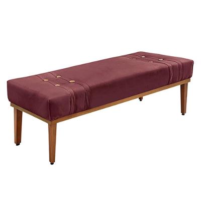 Recamier Decorativo Kors G63 Assento Espuma D23 Veludo Vinho com Pés de Madeira Gran Belo