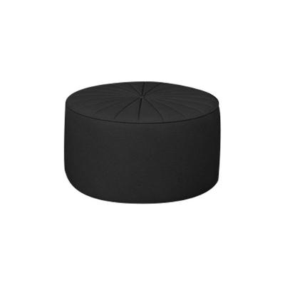Puff Decorativo Round Pu Preto G45 para Sala de Estar Estofado Confortável Gran Belo