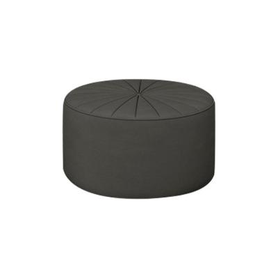 Puff Decorativo Round Veludo Cinza G45 para Sala de Estar com Revestimento Sofisticado Gran Belo