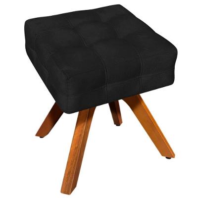 Puff Decorativo Karen Suede Preto G19 Base Giratória Assento Espuma D-23