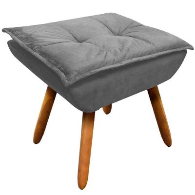 Puff Decorativo Charger G19 Pés Palito Assento Espuma Suede Grafite Gran Belo
