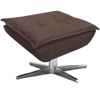Puff Decorativo Charger G19 Base Giratória Cromada Suede Marrom Gran Belo