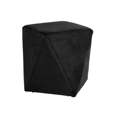 Puff Decorativo Blois Veludo Preto G15 Assento Fixo Espuma Confortável Gran Belo