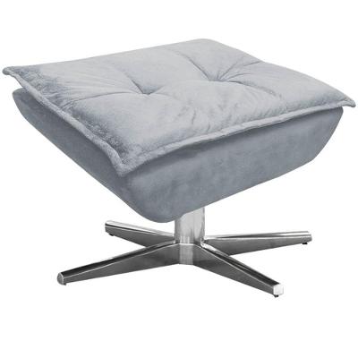 Puff Decorativo Charger G19 Base Giratória Assento Espuma Suede Cinza Gran Belo