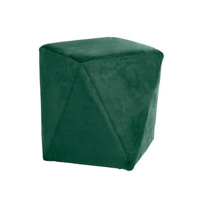 Puff Decorativo Blois Redondo Assento Espuma Revestimento Veludo Verde Gran Belo