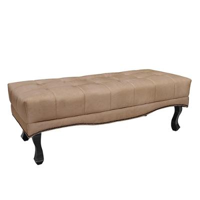 Recamier Decorativo Loewe G63 Madeira Maciça Suede 90cm Bege Gran Belo