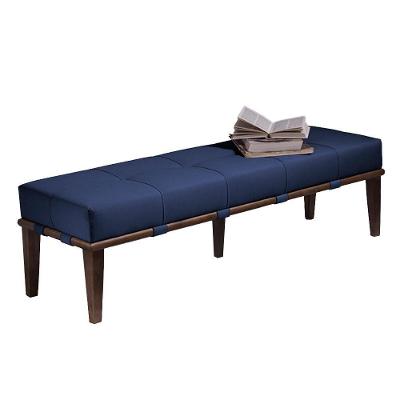 Recamier Decorativo Martínez G62 160cm Veludo Azul com Pés Madeira Gran Belo