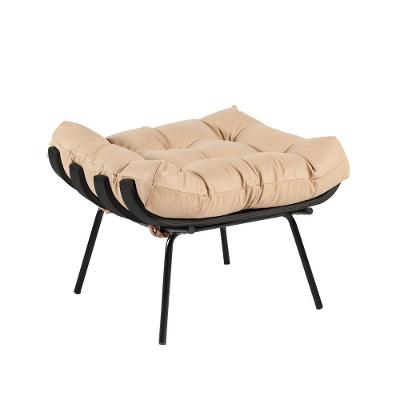Puff Decorativo Costela G34 Assento Fibra Siliconada Couro Bege Gran Belo