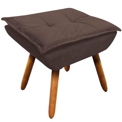 Puff Decorativo Charger G19 Pés Palito Assento Espuma Suede Marrom Gran Belo