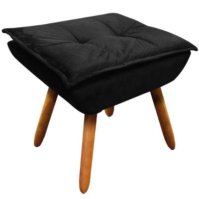 Puff Decorativo Charger Pés Palito Assento Espuma Suede Preto G19 Gran Belo