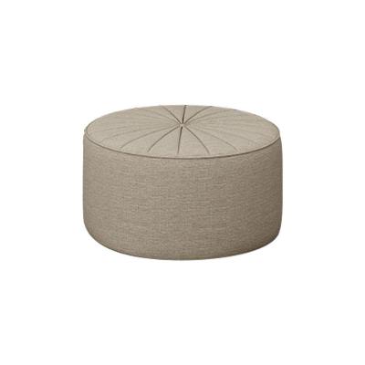 Puff Decorativo Round Linho Bege G45 Redondo para Sala de Estar Gran Belo