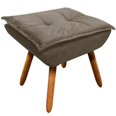 Puff Decorativo Charger Pés Palito Assento Espuma Suede Nude G19 Gran Belo