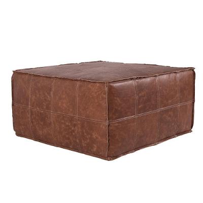 Puff Decorativo Freddie G34 80x80 Assento Espuma Couro Mel Gran Belo