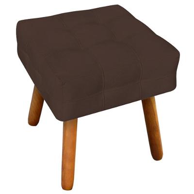 Puff Decorativo Karen G19 Pés Palito Assento Espuma Suede Marrom Gran Belo