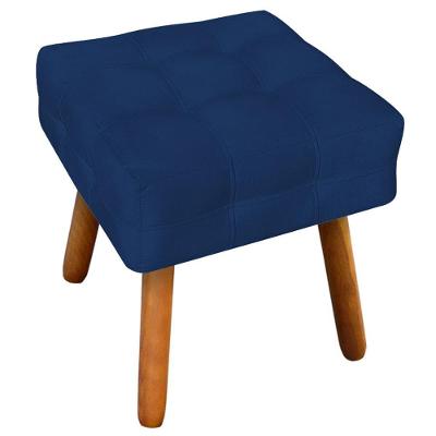 Puff Decorativo Karen G19 Pés Palito Assento Espuma Suede Azul Marinho Gran Belo