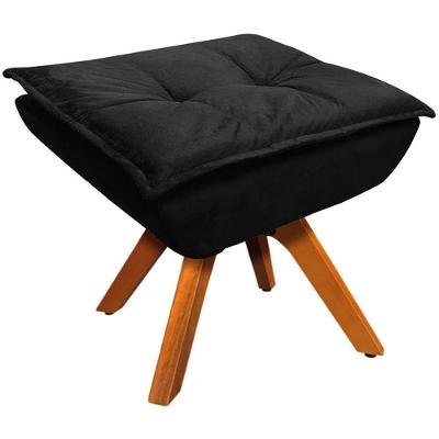 Puff Decorativo Charger Suede Assento Espuma Preto Gran Belo