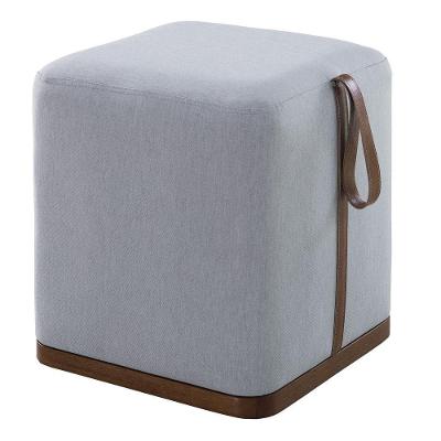Puff Decorativo Nurse G55 Redondo Assento Espuma Revestimento Linho Cinza Claro Gran Belo