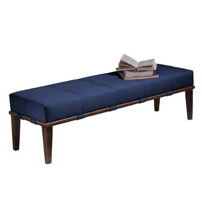 Recamier Decorativo Martínez G62 140cm Veludo Estrutura Madeira Azul-imbúia Gran Belo