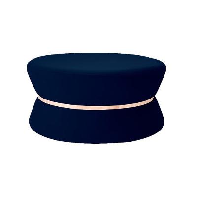 Puff Decorativo Dhaka Veludo Azul Marinho G15 Assento Fixo Espuma D-28 Gran Belo