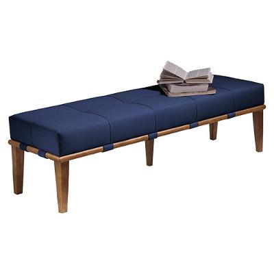 Recamier Decorativo Martínez 160cm Veludo Pés Madeira Azul-mel Gran Belo