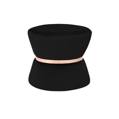 Puff Decorativo Dhaka 45cm Assento em Espuma Revestimento em Veludo Preto G15 Gran Belo