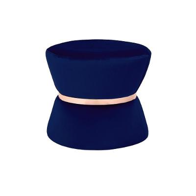 Puff Decorativo Dhaka Veludo Assento Espuma D-28 Azul Bic G15 Gran Belo