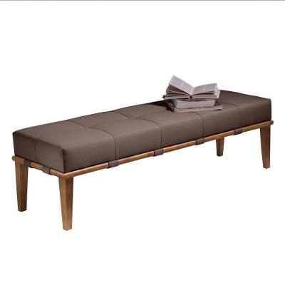 Recamier Decorativo Martínez 140cm Linho Estrutura Madeira Marrom Natural Gran Belo