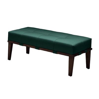 Puff Decorativo Martínez G62 100cm Veludo Verde Imbúia Pés Madeira Gran Belo