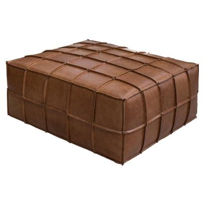 Puff Frances Trio G72 Quadrado Assento de Espuma Couro Caramelo Gran Belo