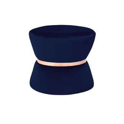 Puff Dhaka 45cm Assento em Espuma Revestimento em Veludo Azul Marinho Gran Belo