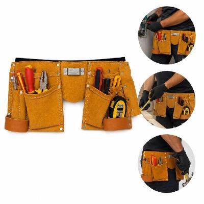 Cinto Porta Ferramentas 11 Bolsos em Couro Reforçado Marrom Yeet