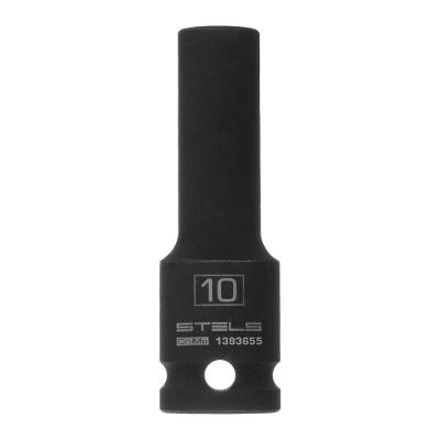 Soquete de Impacto Longo Sextavado 1-2'' 10mm 1393655 Azul Aço Cromo Molibdênio Stels