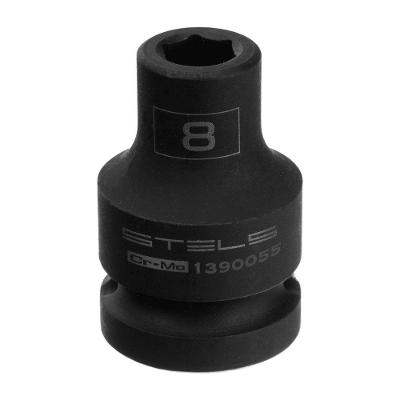 Soquete de Impacto Sextavado 8mm Encaixe 1-2'' Aço Cromo Molibdênio Azul Stels