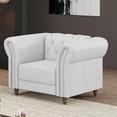 Poltrona Stanford Chesterfield para Sala de Estar Couro Branco Gran Belo