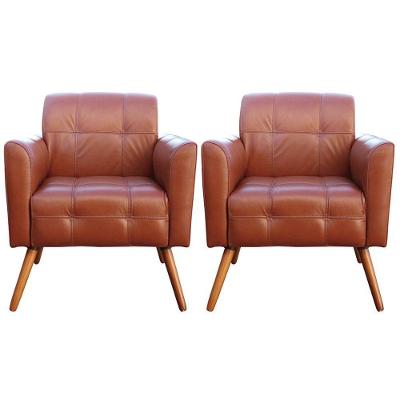 Kit 2 Poltronas Bia G58 para Sala de Estar Couro Confortável Caramelo Gran Belo
