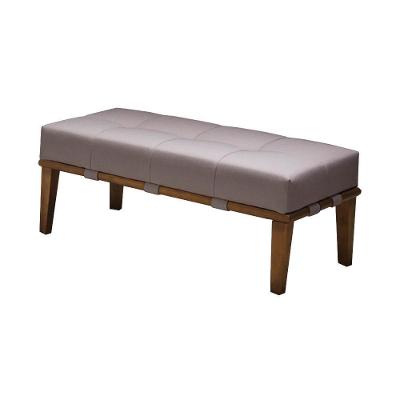 Puff Decorativo Martínez G62 Assento Espuma Linho Bege Natural 100cm Gran Belo
