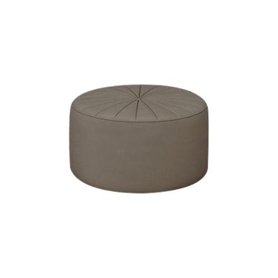 Puff Decorativo Round Sala de Estar Assento com Cintas Elásticas Veludo Bege Gran Belo