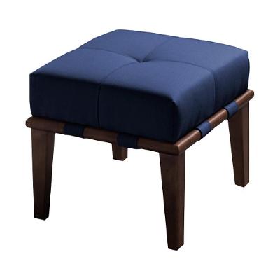 Puff Decorativo Martínez G62 Redondo Espuma Veludo Azul Imbúia Gran Belo