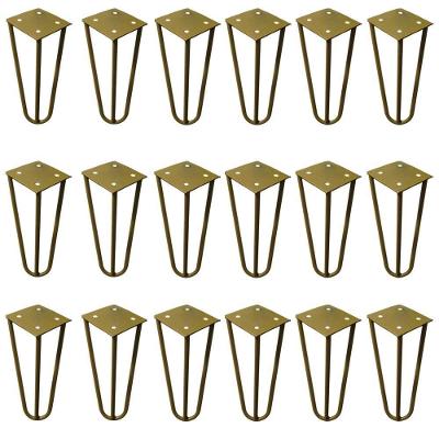 Kit 18 Pé Hairpin Legs G41 15cm Dourado para Mesas de Centro e Puffs Gran Belo