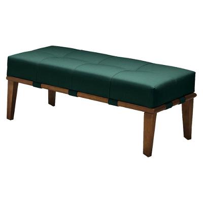 Puff Decorativo Martínez G62 Veludo Verde Pés Madeira Eucalipto Gran Belo