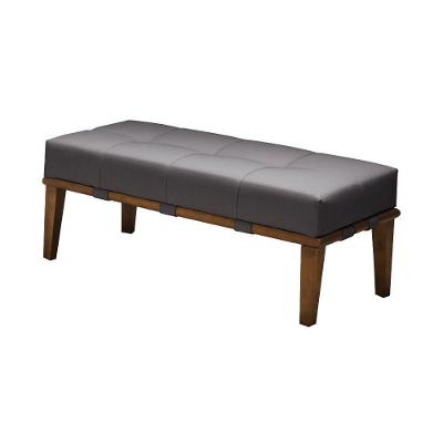 Puff Decorativo Martínez G62 Retangular Espuma D-26 Linho Cinza com Pés Madeira Gran Belo