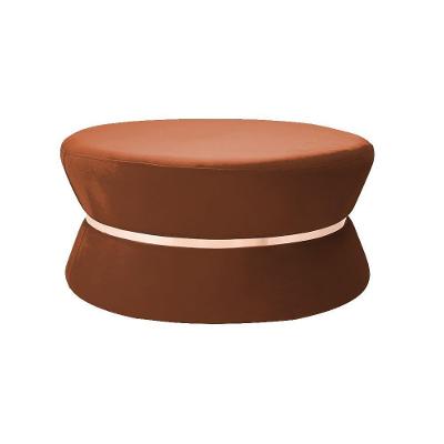 Puff Decorativo Dhaka Veludo Telha G15 Redondo Assento Espuma D-28 Laranja Gran Belo