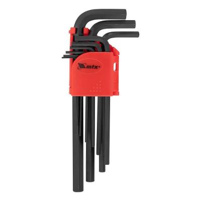 Jogo de Chave Allen Longa 9 Peças 1,5-10mm Aço Cromo Vanádio Oxidado Vermelho Mtx