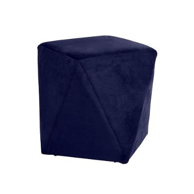 Puff Decorativo Blois Assento Espuma Revestimento Veludo Azul Bic G15 Gran Belo