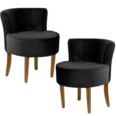 Kit 2 Poltronas Decorativas Ayla Veludo Preto para Sala de Estar Gran Belo