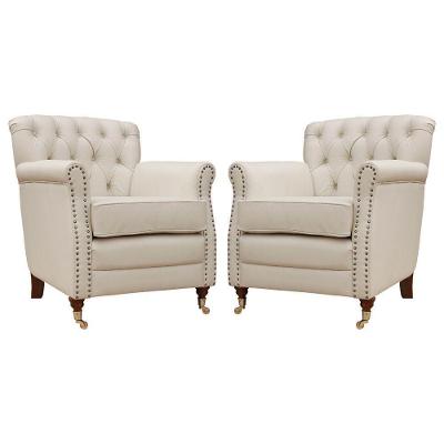 Kit 2 Poltronas Níger Sala de Estar Couro Espuma D-26 Off White Gran Belo