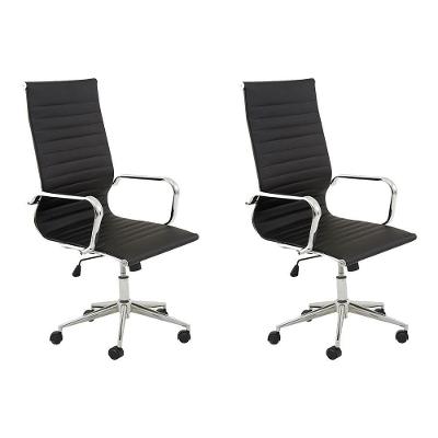 Kit 2 Cadeiras Executivas Royal G56 Pu Sintético Base Giratória Preta Gran Belo