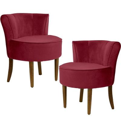 Kit 2 Poltronas Decorativas Ayla Sala de Estar Veludo Marsala G15 Gran Belo